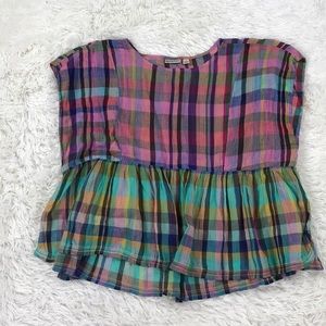 Holding horses medium plaid flowy top